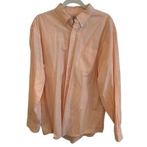 LL Bean Mens Orange Gingham Button Down Shirt Long Sleeve Cotton‎ L-Reg 0HAA5